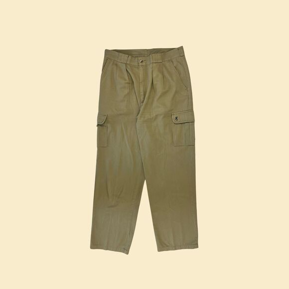 1990s Browning 36x34 hunting pants, vintage mens cargo style outdoor khaki pants - Picture 1 of 6
